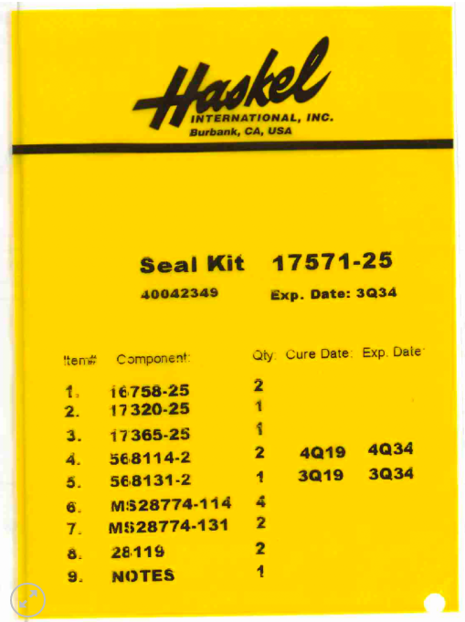 Bơm Haskel Pump Vietnam Haskel Seal Kit 17571-25 Fluid Section Seal Kit